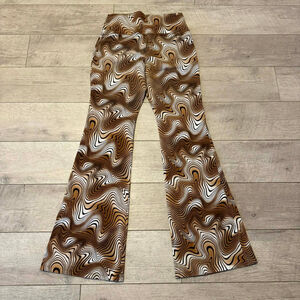Women's Wild Fable Brown White Swirl Flare Pants L